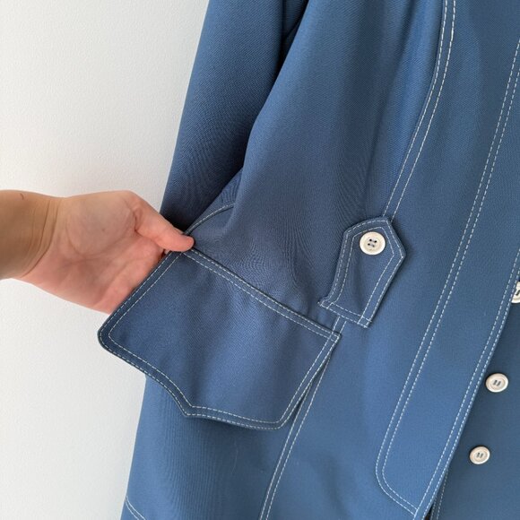 Vintage 1960s Fairhaven Blue Trench Coat Jacket Made in British Hong Kong - Picture 6 of 10